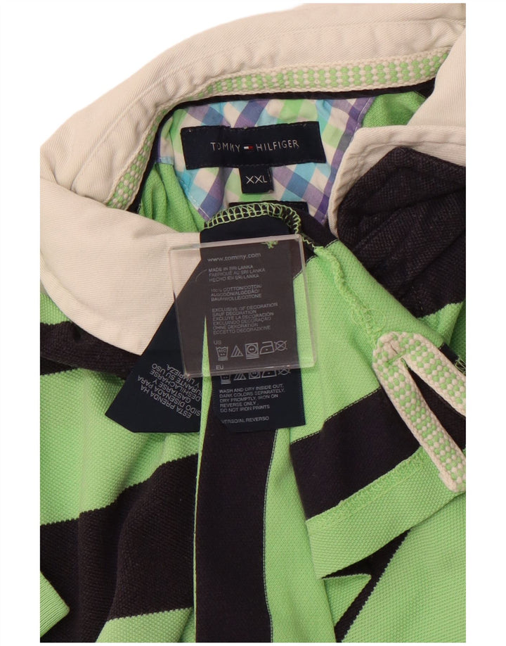 TOMMY HILFIGER Polo Rugby Homme 2XL Vert Rayé Coton
