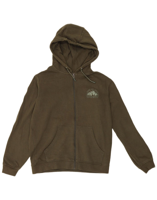 Mountain Warehouse Pull à capuche zippé graphique pour homme en coton kaki Taille S