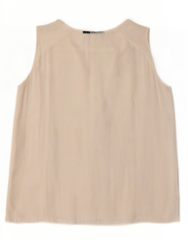 Zara Chemisier sans manches à volants sur le devant pour femme UK 12 Blanc moyen
