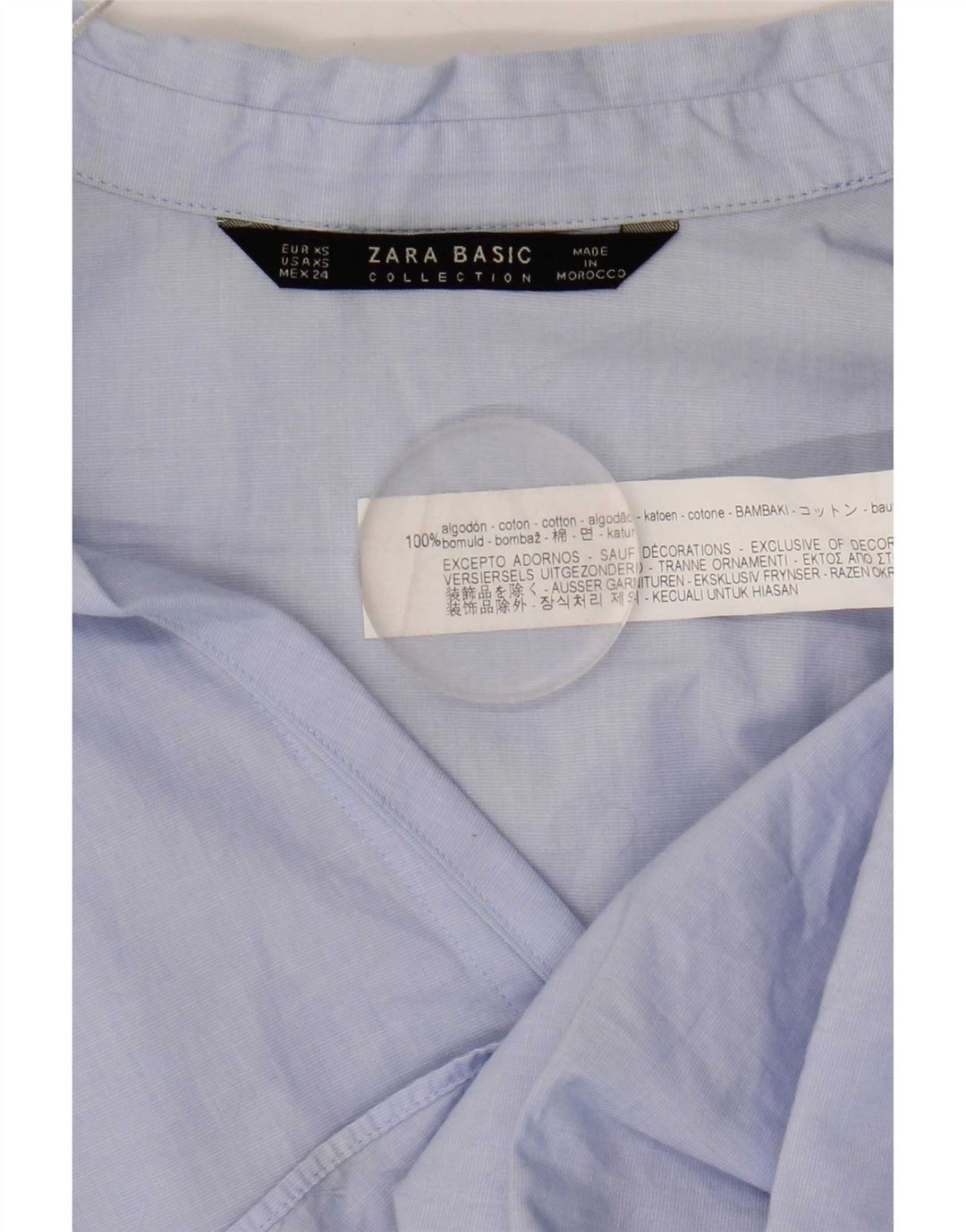 Zara Femme Chemise Oversize UK 6 XS Bleu Coton