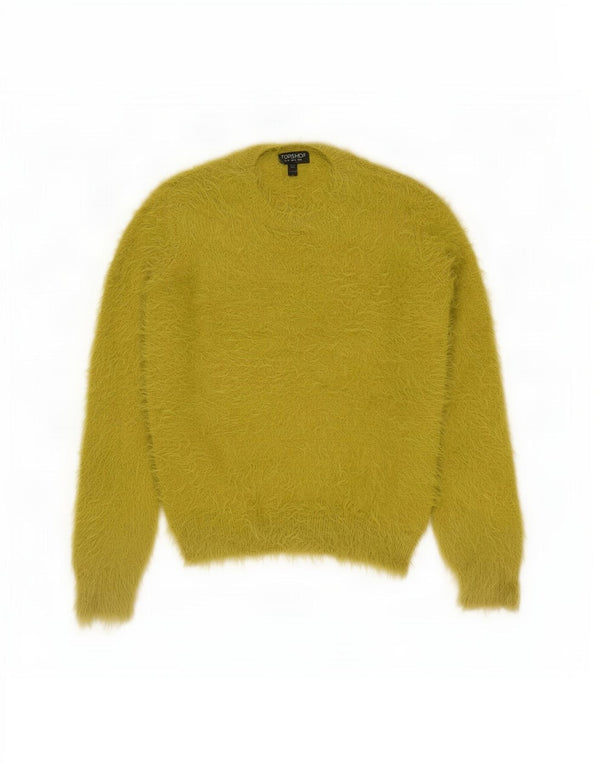 Topshop Pull ras du cou pour femme UK 6 XS Jaune Nylon