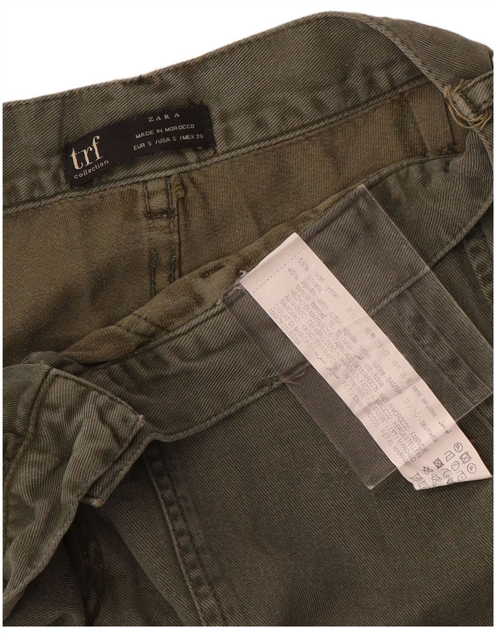 Zara Pantalon Cargo Droit Femme Petit W26 L27 Kaki