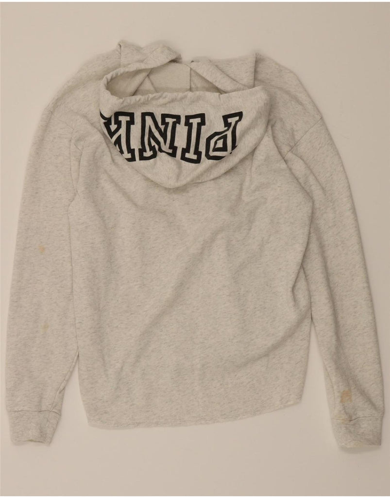 VICTORIAS SECRET Womens Pink Oversized Hoodie Jumper UK 6 XS Grey Flecked Vintage Victorias Secret and Second-Hand Victorias Secret from Messina Hembry 