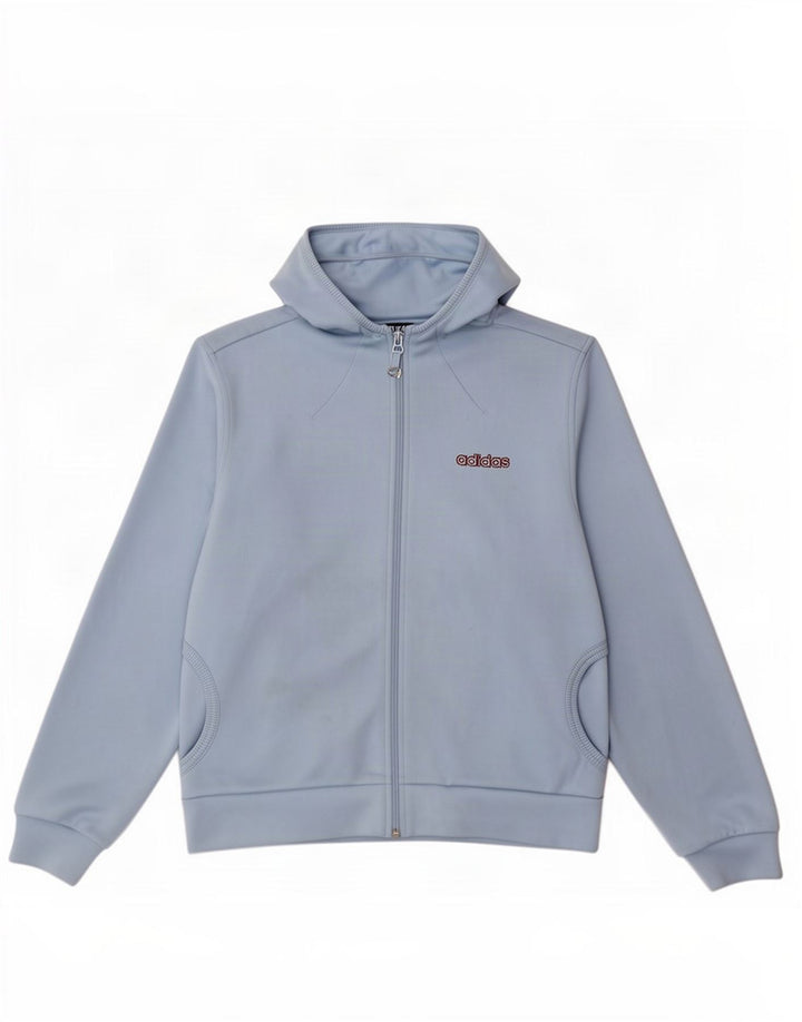 Adidas Pull à capuche zippé pour femme UK 14 Bleu moyen Polyester