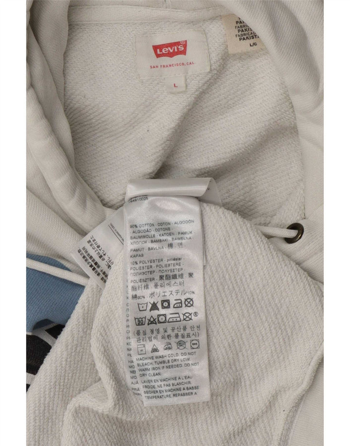 Levi's Pull à Capuche Graphique Homme Blanc Coton Large
