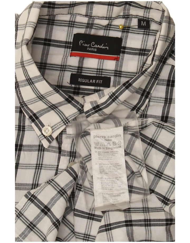 Pierre Cardin Chemise à manches courtes pour homme, coupe régulière, carreaux blancs moyens