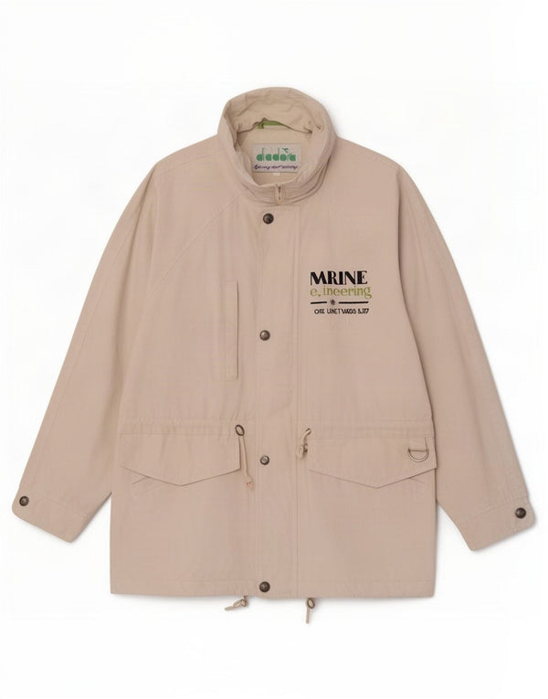 Diadora Veste utilitaire à capuche graphique pour homme UK 40 Large Blanc cassé