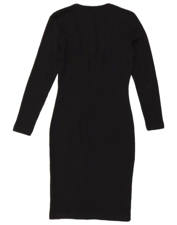 BENETTON Robe moulante à manches longues pour femme UK 8 Small Noir