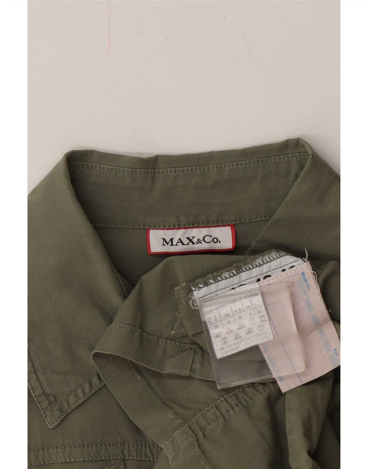 Max & Co. Chemise pull à manches courtes pour femme UK 8 Small Kaki