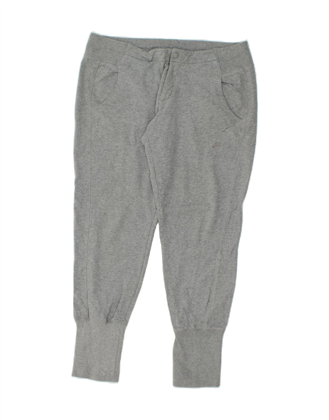NIKE Womens Capri Trousers Large W36 L31 Grey Cotton Vintage Nike and Second-Hand Nike from Messina Hembry 