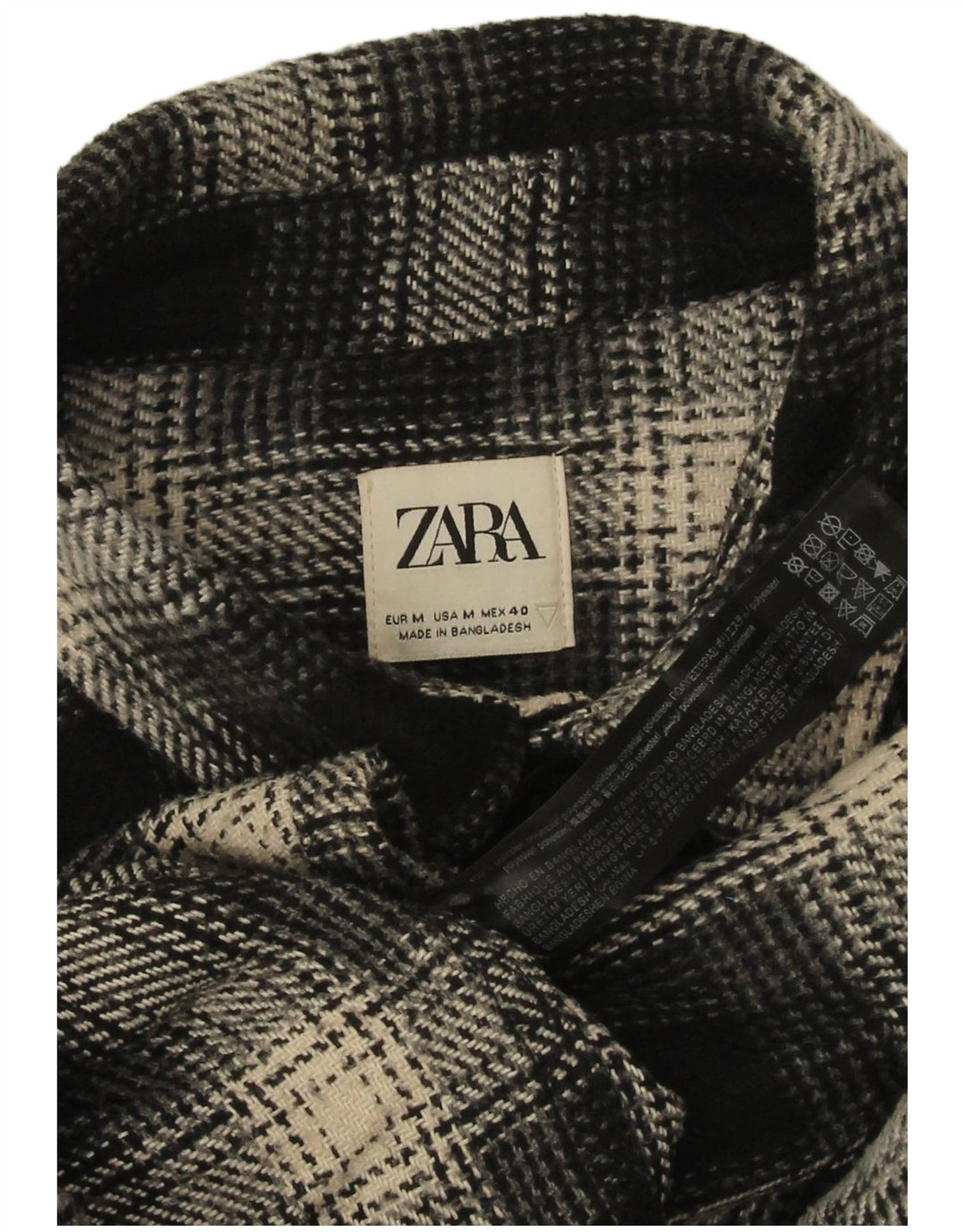 Zara Chemise En Flanelle Homme Noir Moyen Carreaux Polyester