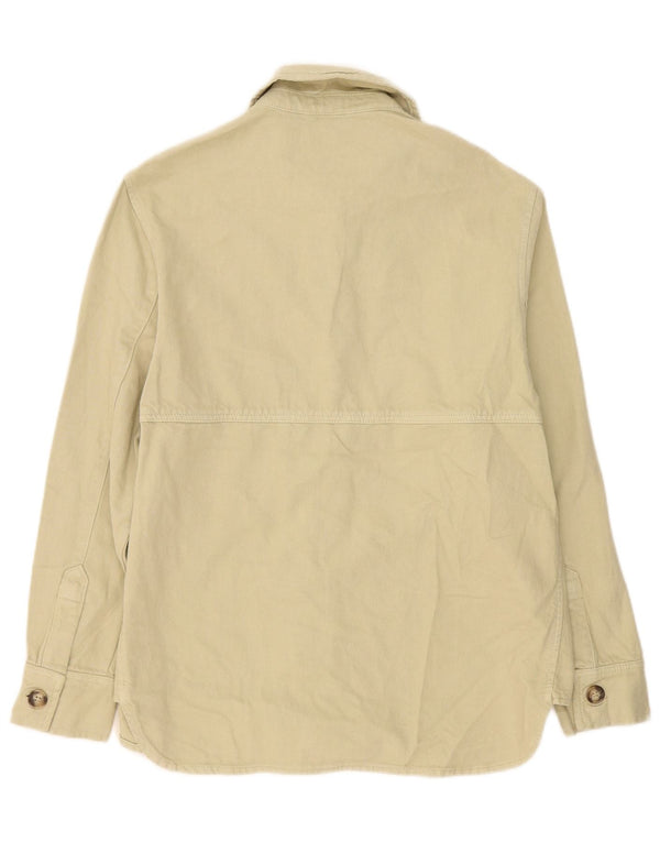 Zara Chemise en jean surdimensionnée pour femme UK 10 Petit coton beige