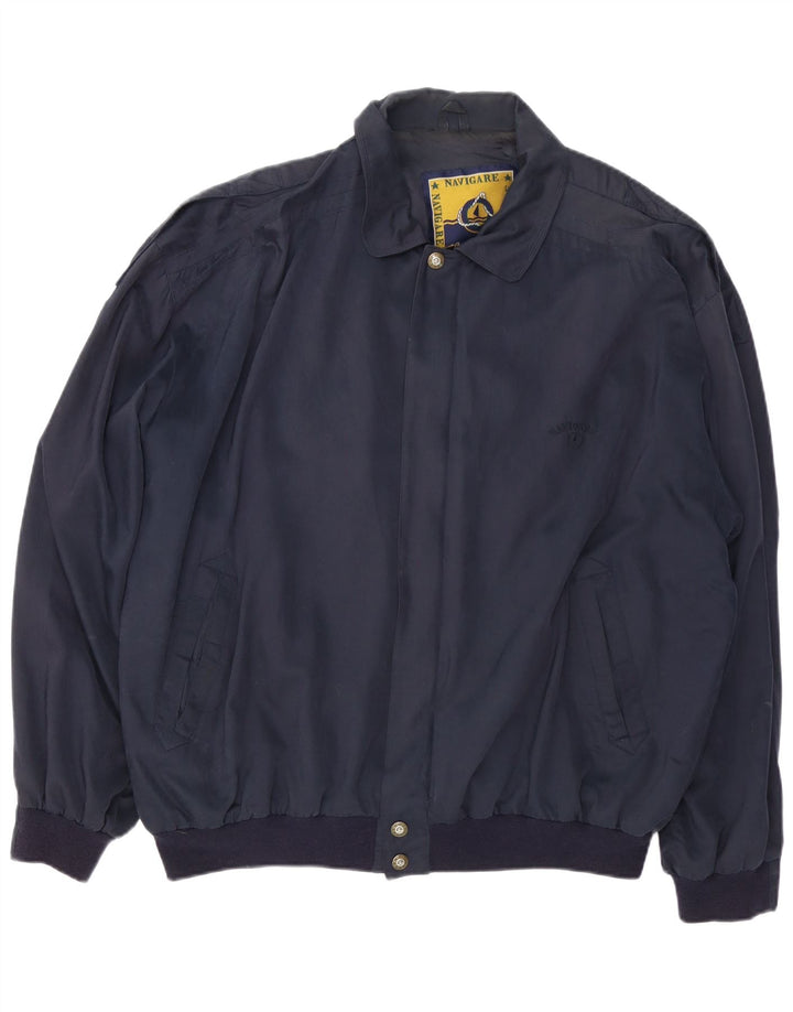 NAVIGARE Veste Bomber Homme UK 46 3XL Bleu Marine Viscose