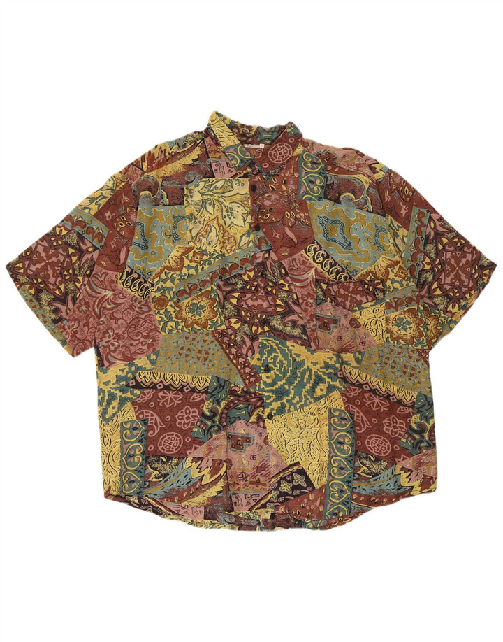 Chemise à manches courtes à motif abstrait vintage pour hommes 2XL multicolore