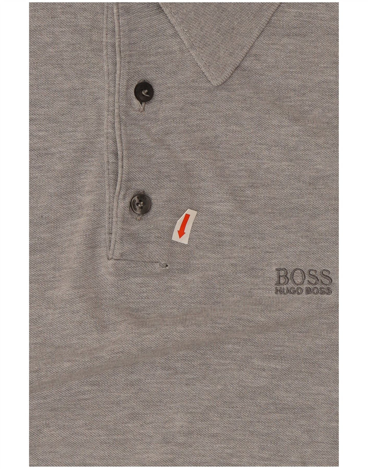 Hugo Boss Polo Homme Gris Moyen En Coton Moucheté