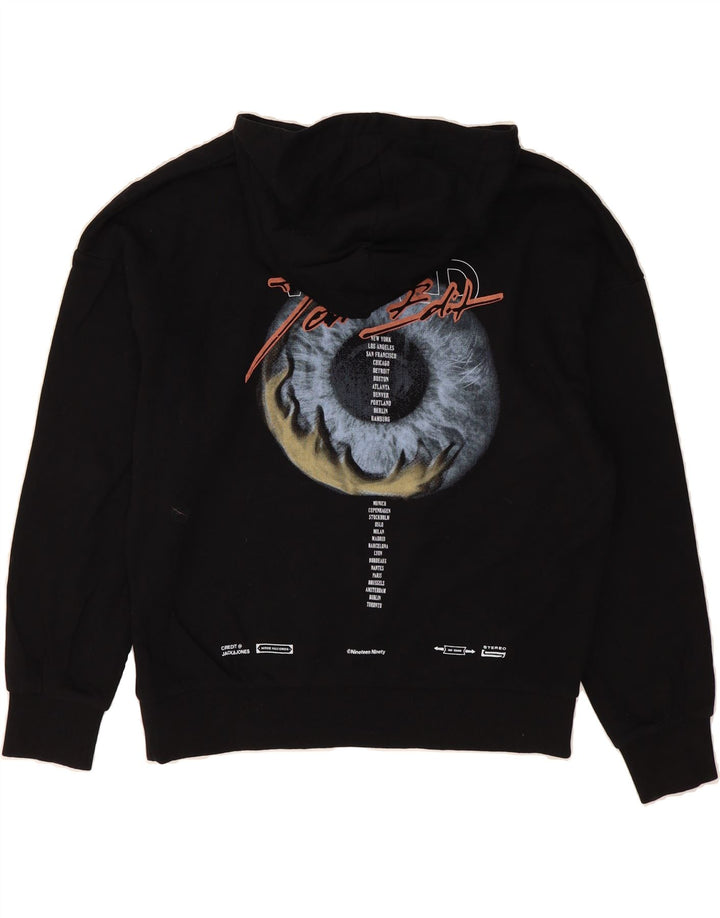 JACK & JONES Mens Graphic Hoodie Jumper Medium Black Vintage Jack & Jones and Second-Hand Jack & Jones from Messina Hembry 