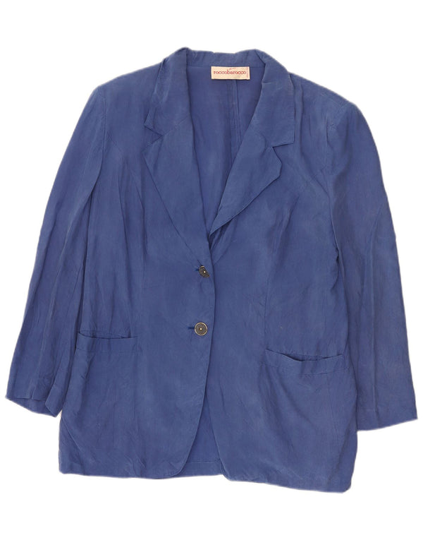Roccobarocco Veste blazer à 2 boutons pour femme UK 12 Bleu moyen