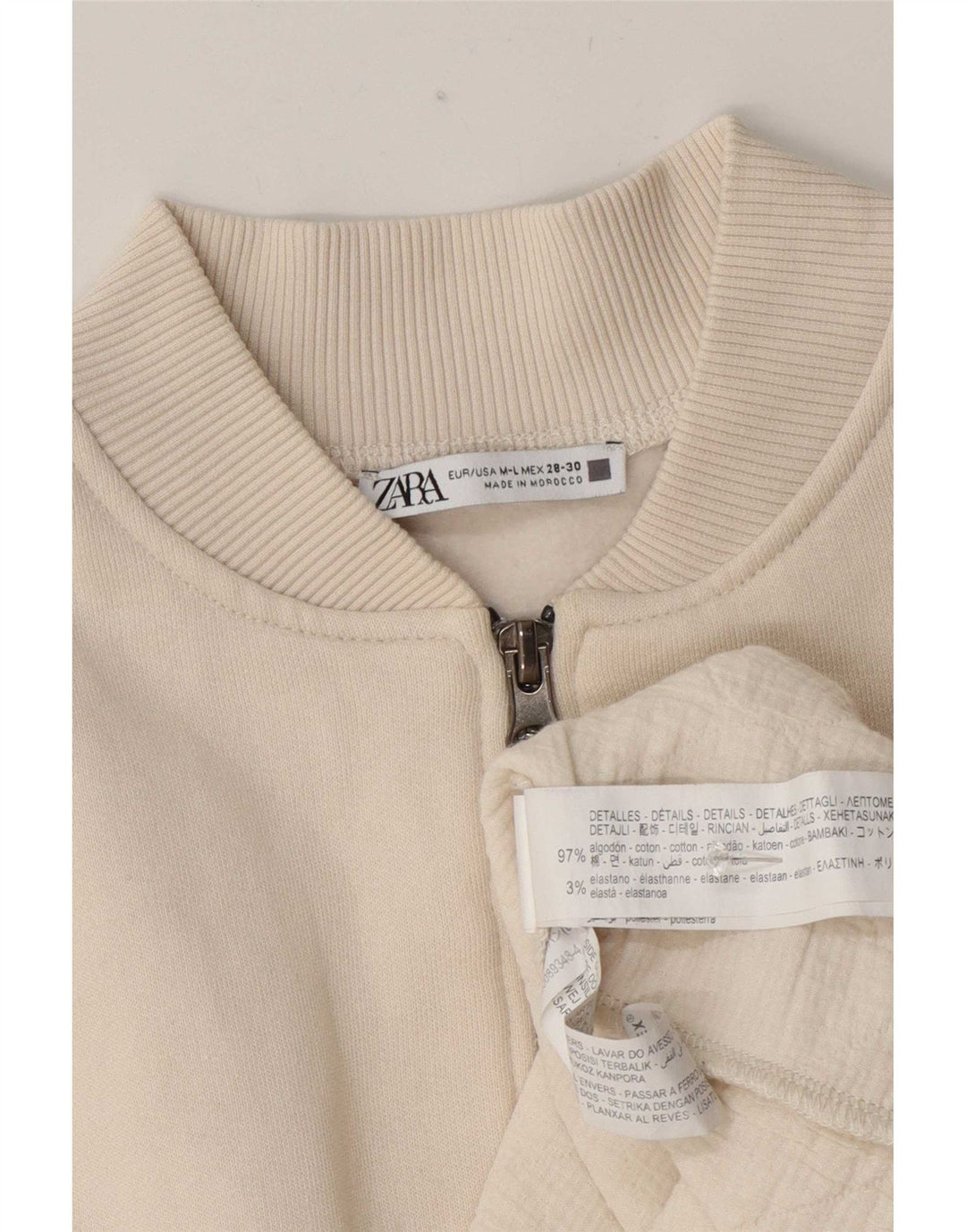 Zara Robe zippée pour femme UK 14 Medium Off White Cotton