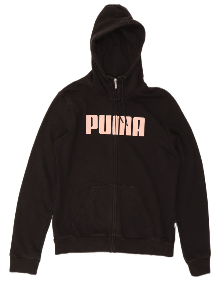 Puma Pull à capuche graphique zippé pour femme UK 14 Noir moyen