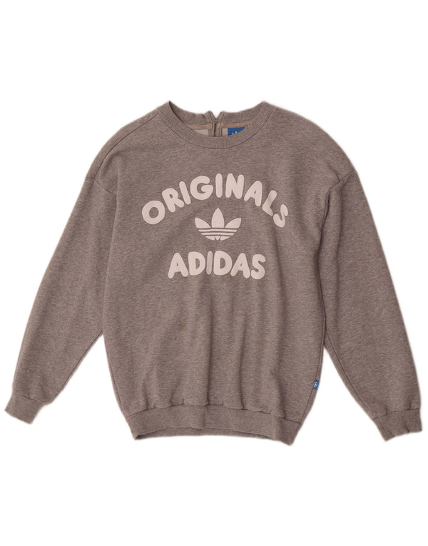 Adidas Sweat-shirt surdimensionné graphique pour femme UK 6 XS Gris Coton