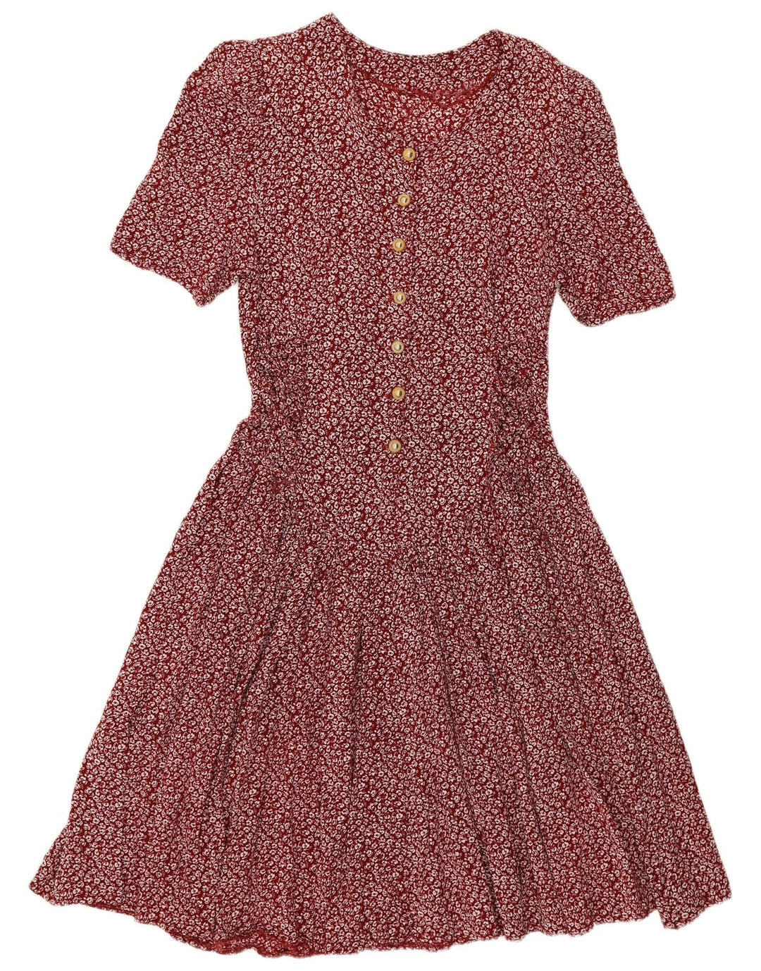 VINTAGE Robe Empire Femme UK 14 Grand Bordeaux Floral