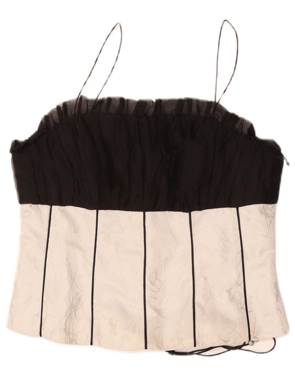 Vintage Femme Corset Top IT 48 XL Noir Colourblock Polyester