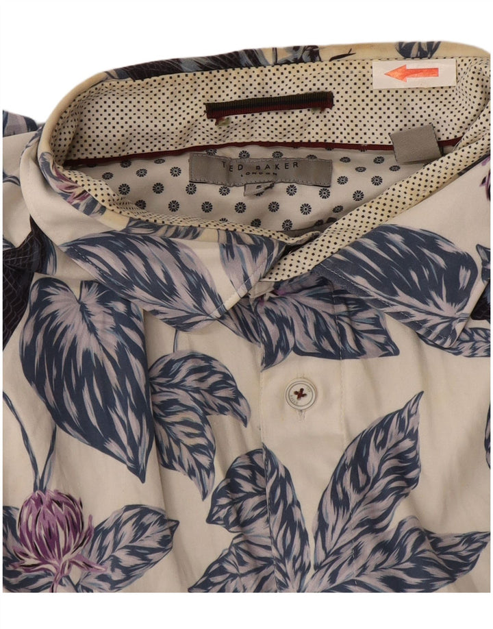 Ted Baker Chemise Homme Taille 5 XL Coton Floral Blanc