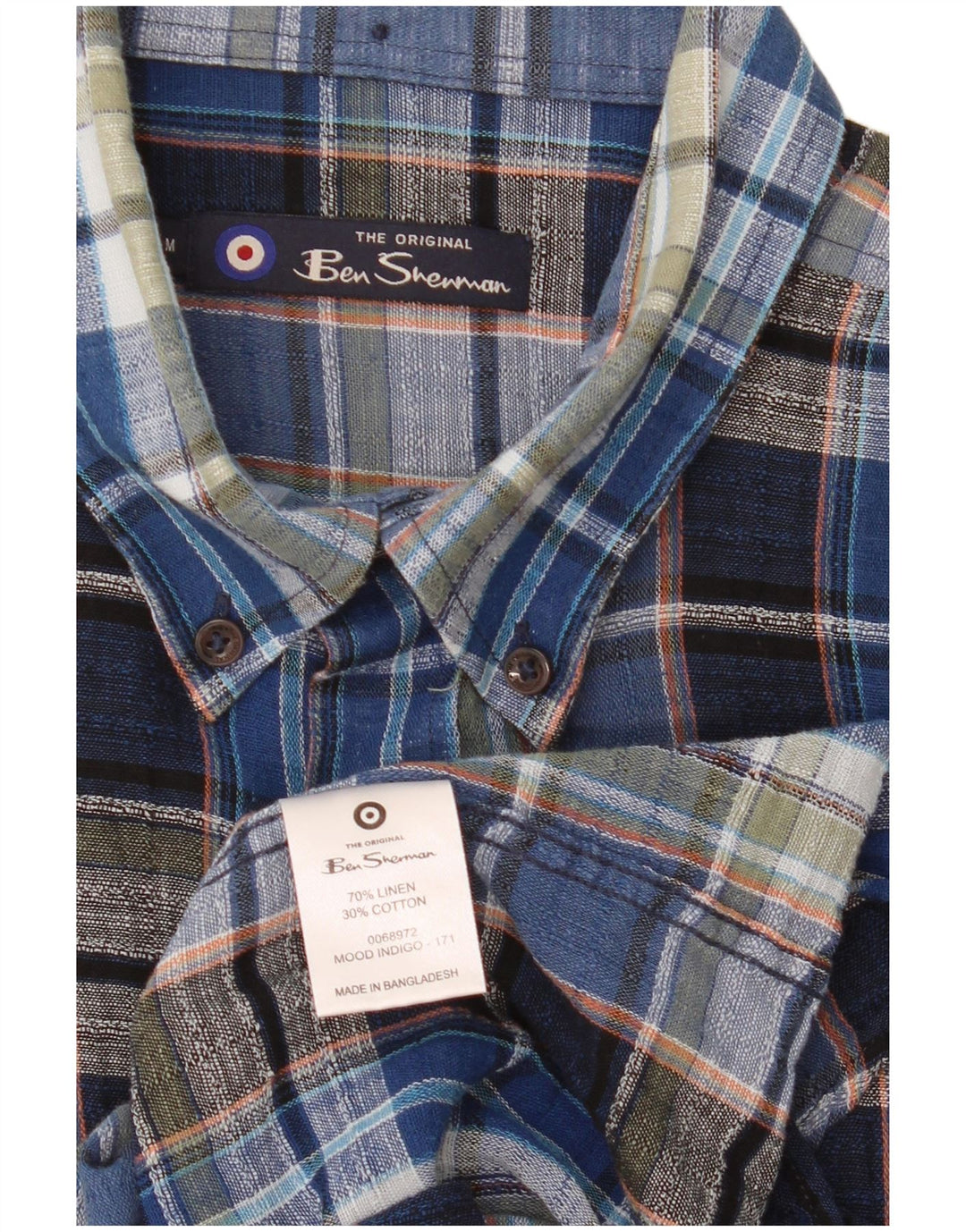 Ben Sherman Chemise Homme Bleu Moyen Carreaux Lin