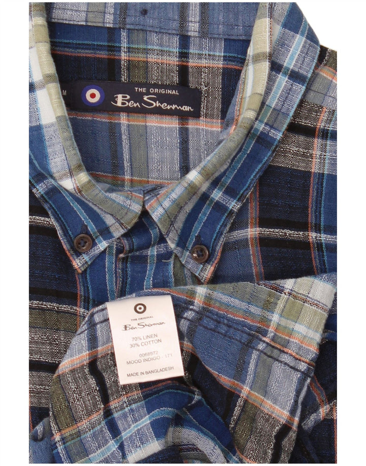 Ben Sherman Chemise Homme Bleu Moyen Carreaux Lin