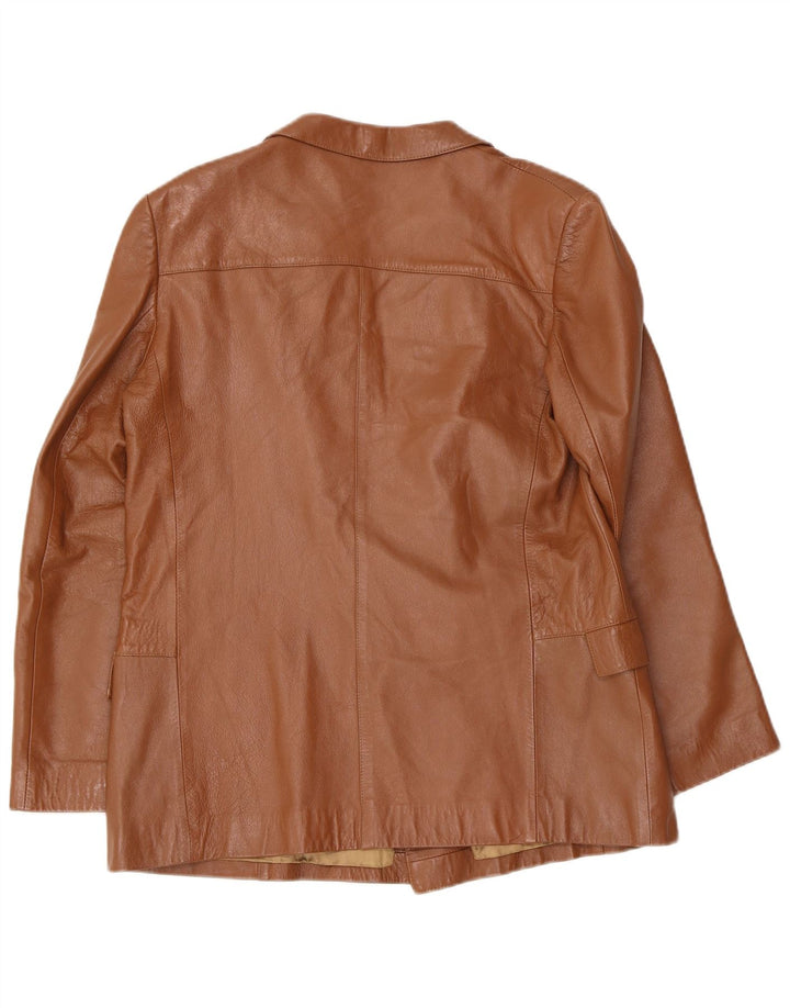 Anfor Veste blazer en cuir à double boutonnage pour femme IT 44 Marron moyen