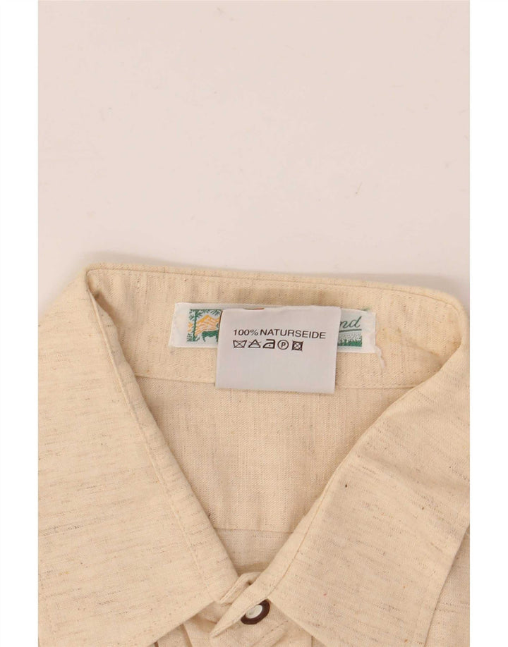 vintage Chemise Homme Taille 40 Soie Beige Moyenne