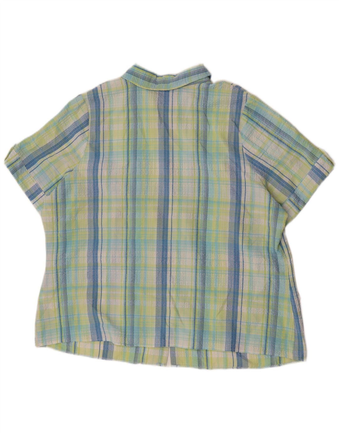 Marks & Spencer Chemise à manches courtes pour femme UK 22 3XL Vert à carreaux Polyester