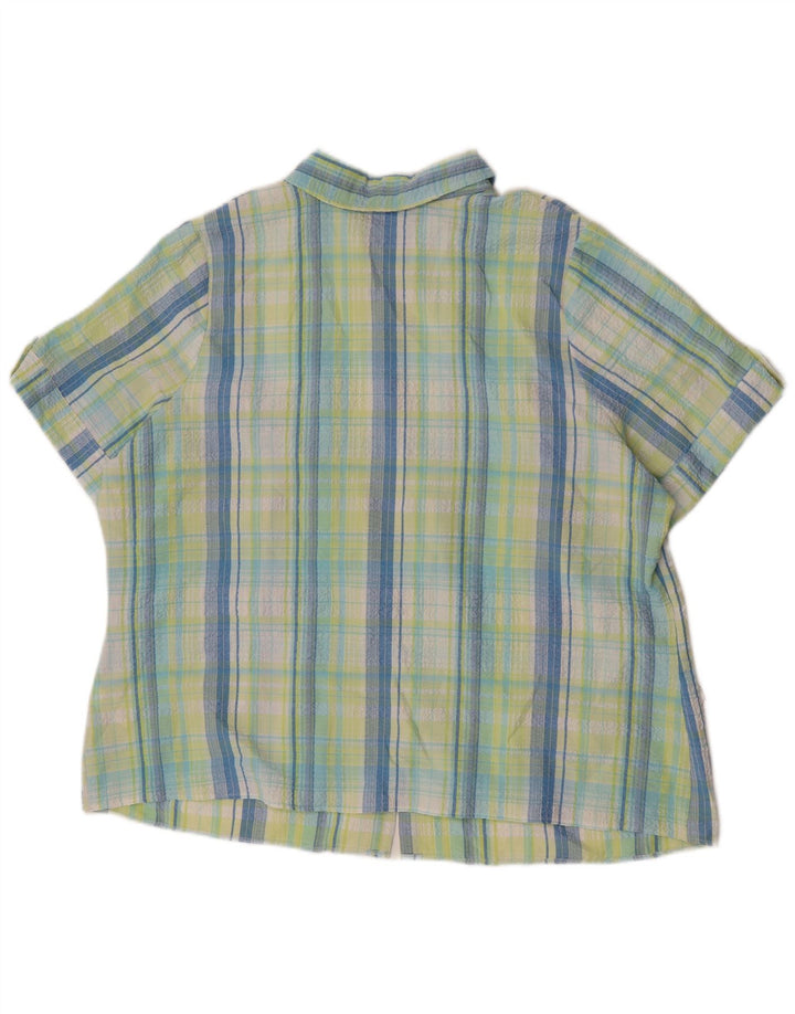 Marks & Spencer Chemise à manches courtes pour femme UK 22 3XL Vert à carreaux Polyester