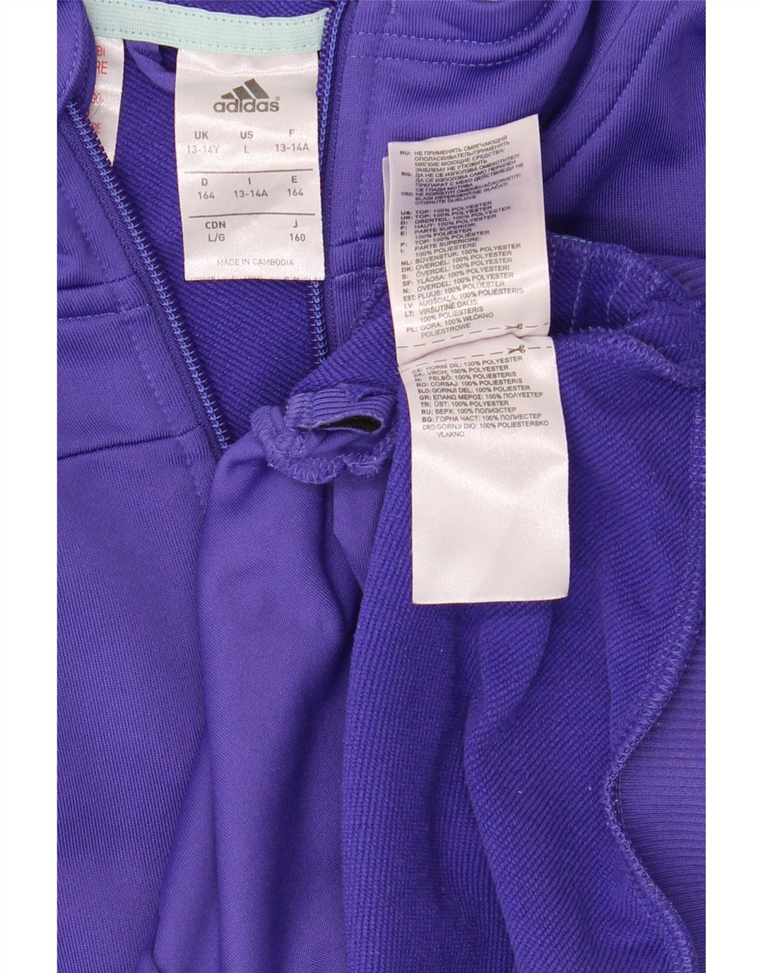ADIDAS Pull à capuche zippé garçon 13-14 ans Violet Polyester