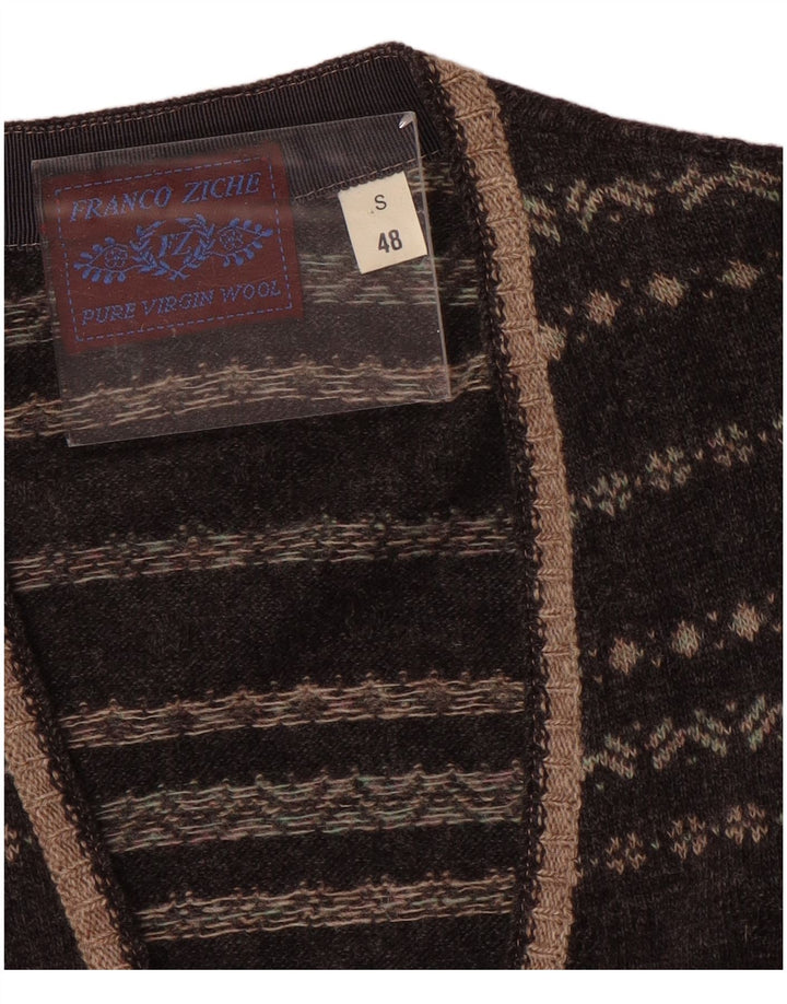 Franco Ziche Cardigan Homme Pull Petit Gris Rayé Laine