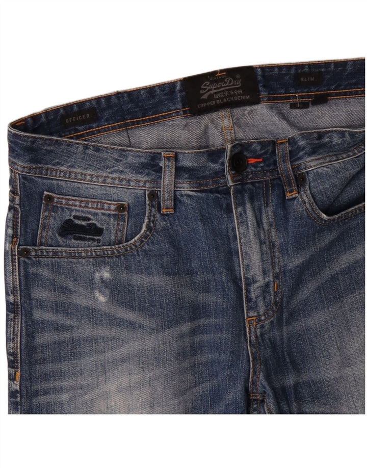 SUPERDRY Short en jean slim effet vieilli W32 pour homme en coton bleu moyen