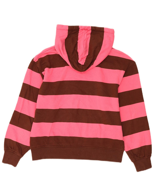 Zara Pull à capuche surdimensionné pour femme UK 10 Petit coton color block rose
