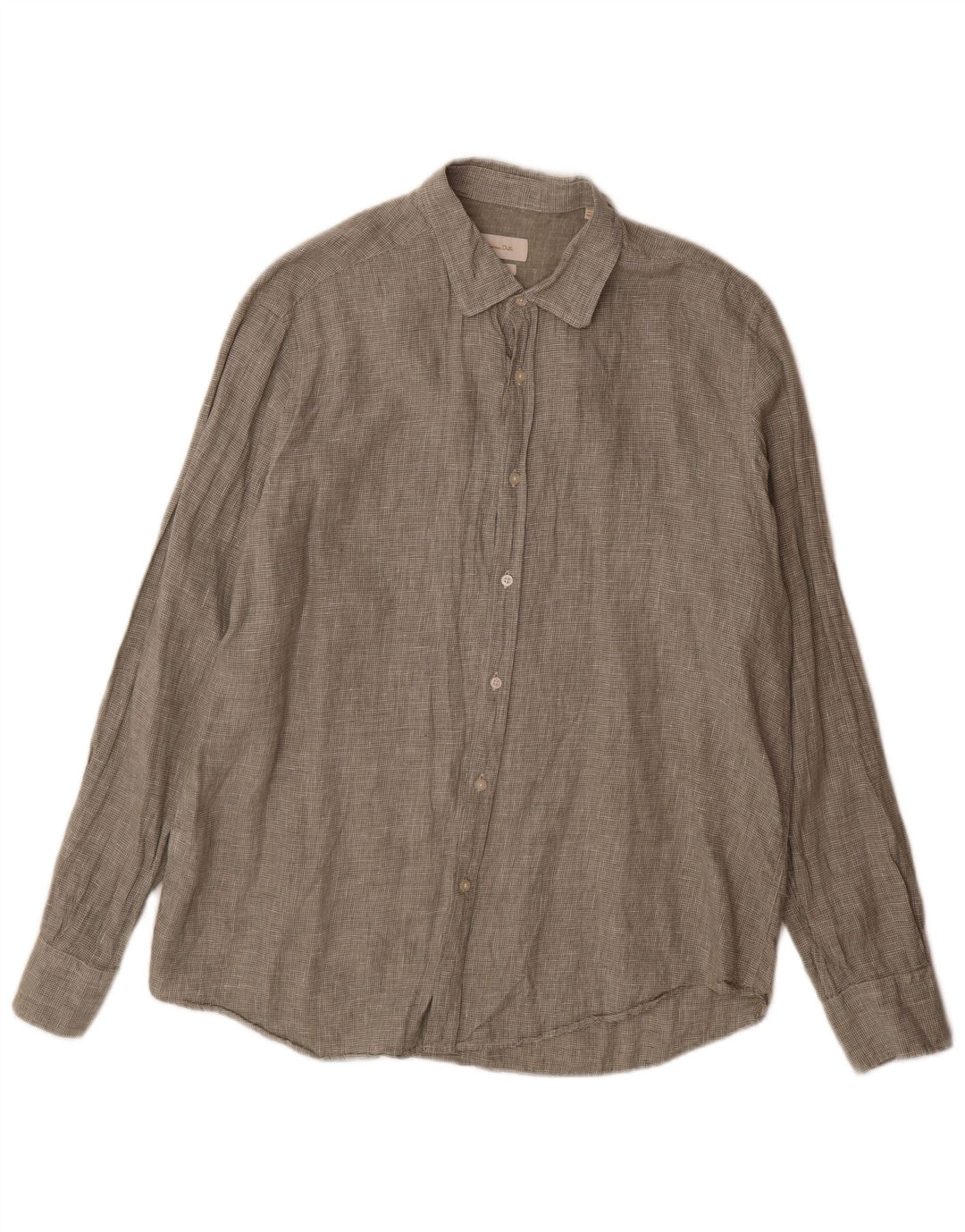 Massimo Dutti Chemise Homme XL Vert Pied-de-Poule Lin