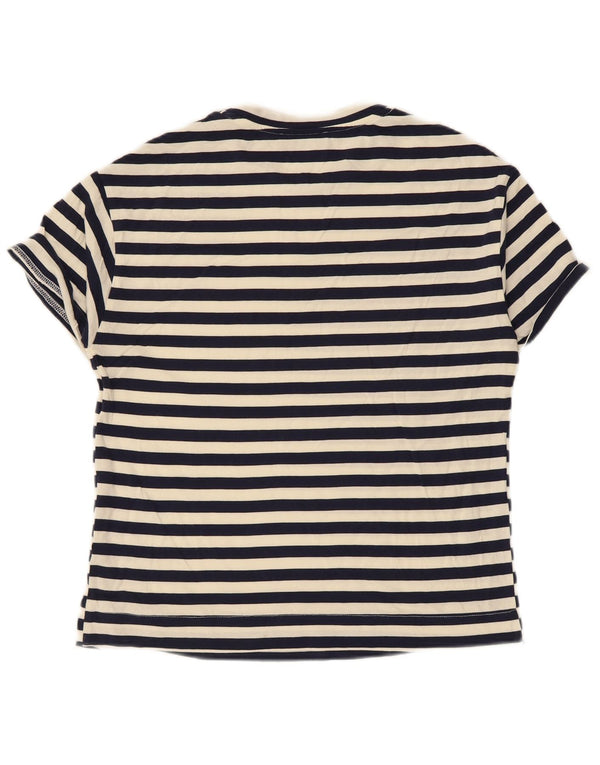 Les Copains Womens T-Shirt Top UK 10 Small Navy Blue Striped