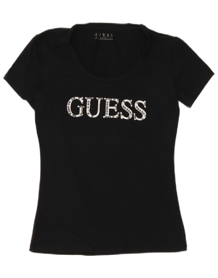 Guess T-shirt graphique pour femme UK 10 Small Noir