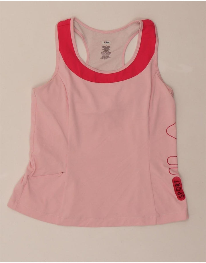 FILA Womens Graphic Vest Top UK 14 Large Pink Polyester Vintage Fila and Second-Hand Fila from Messina Hembry 