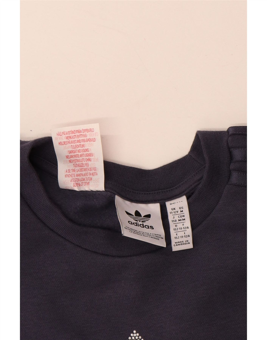 ADIDAS Sweatshirt Graphique Fille 11-12 ans Bleu Marine Coton