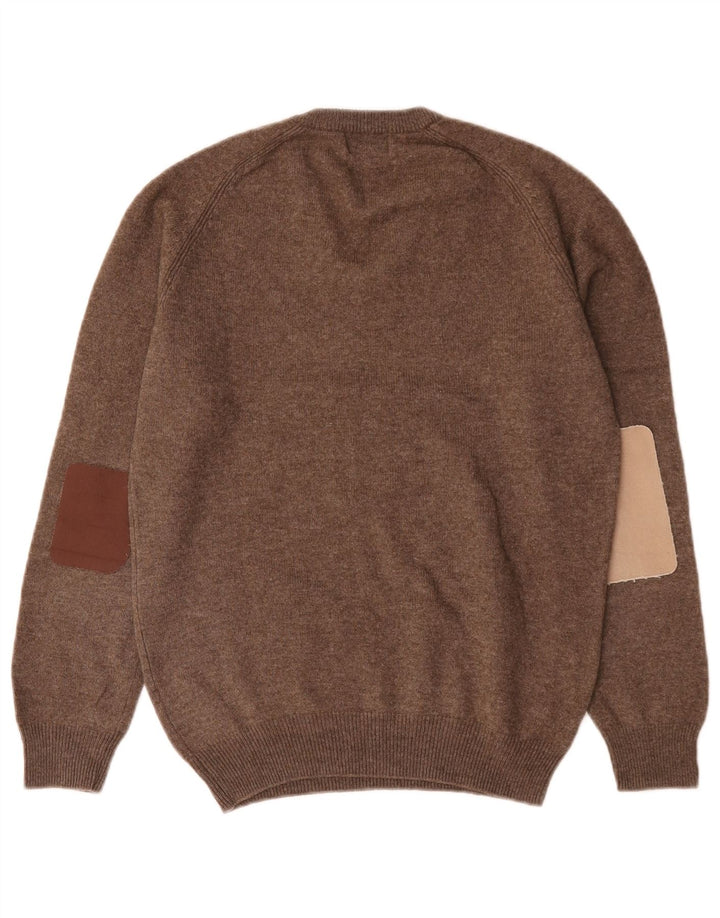 Marks & Spencer Pull col V pour homme en laine d'agneau Marron Taille S