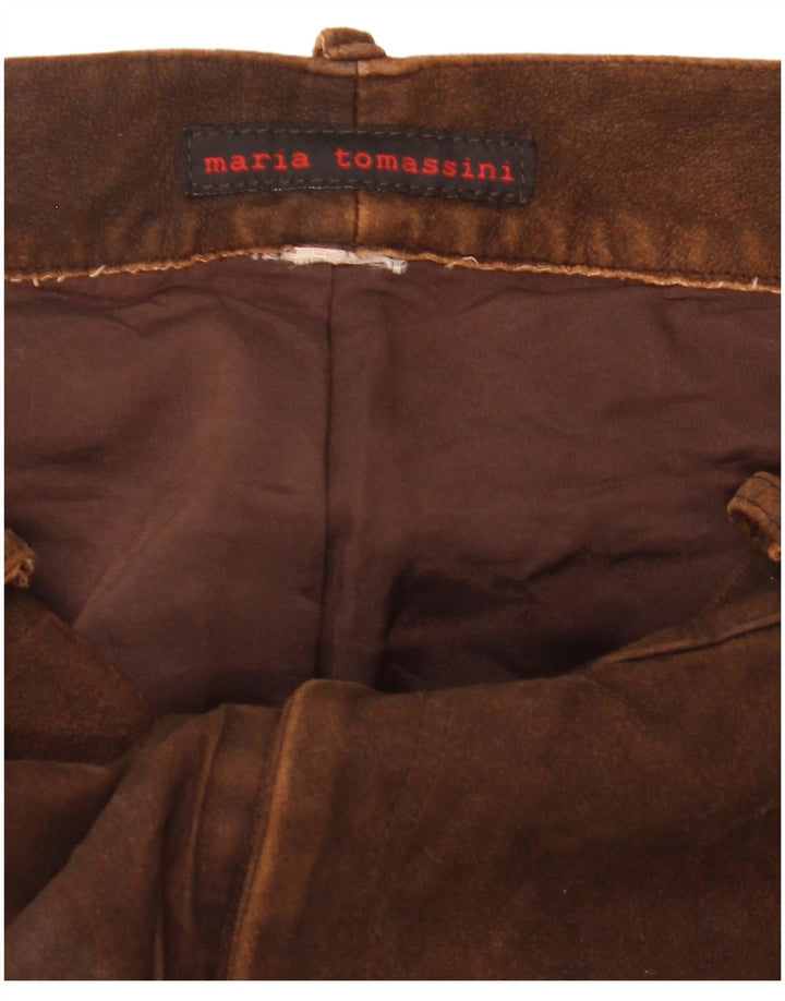 Pantalon droit en cuir femme vintage W30 L35 Marron
