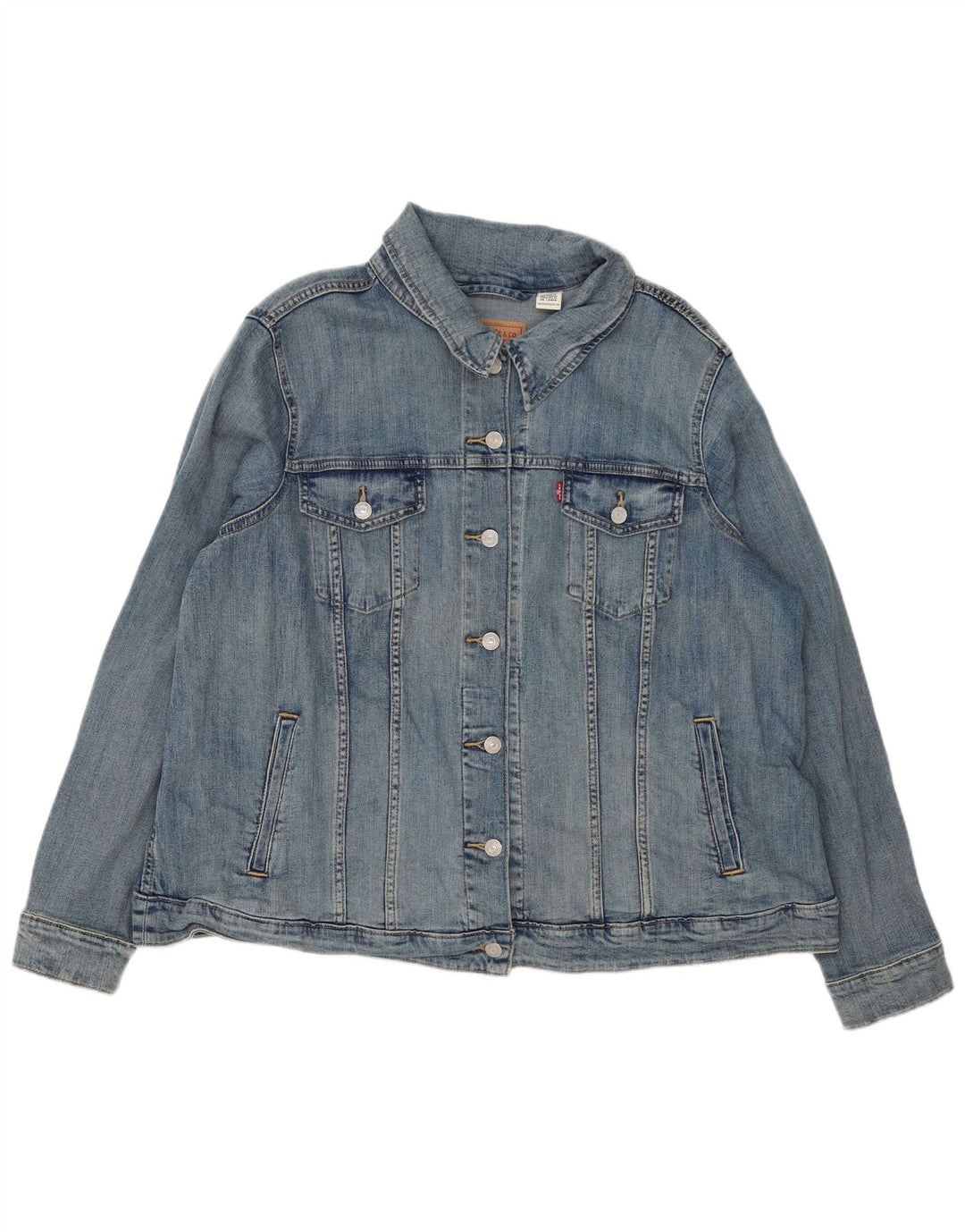 Levi's Veste en Jean Femme UK 22 3XL Bleu Coton Classique