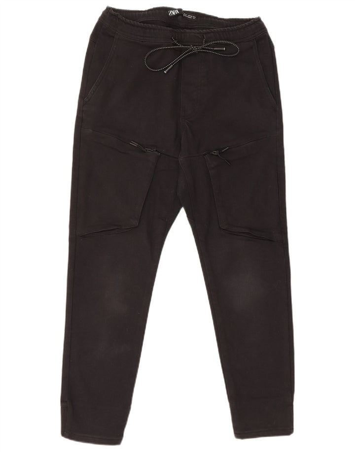 Zara Pantalon de survêtement cargo pour femme UK 8 Small Noir