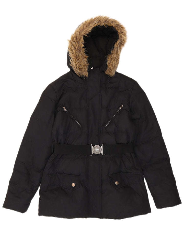 Ralph Lauren Veste matelassée à capuche pour femme UK 10 Small Noir Polyester