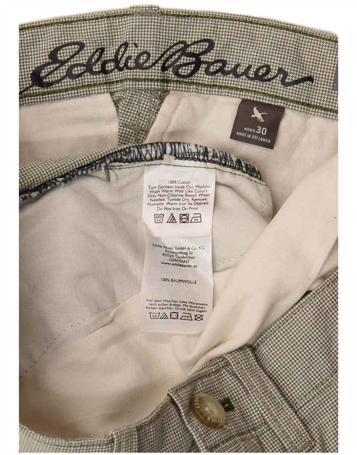 EDDIE BAUER Short Chino Homme W30 Coton Pied-de-Poule Kaki Moyen