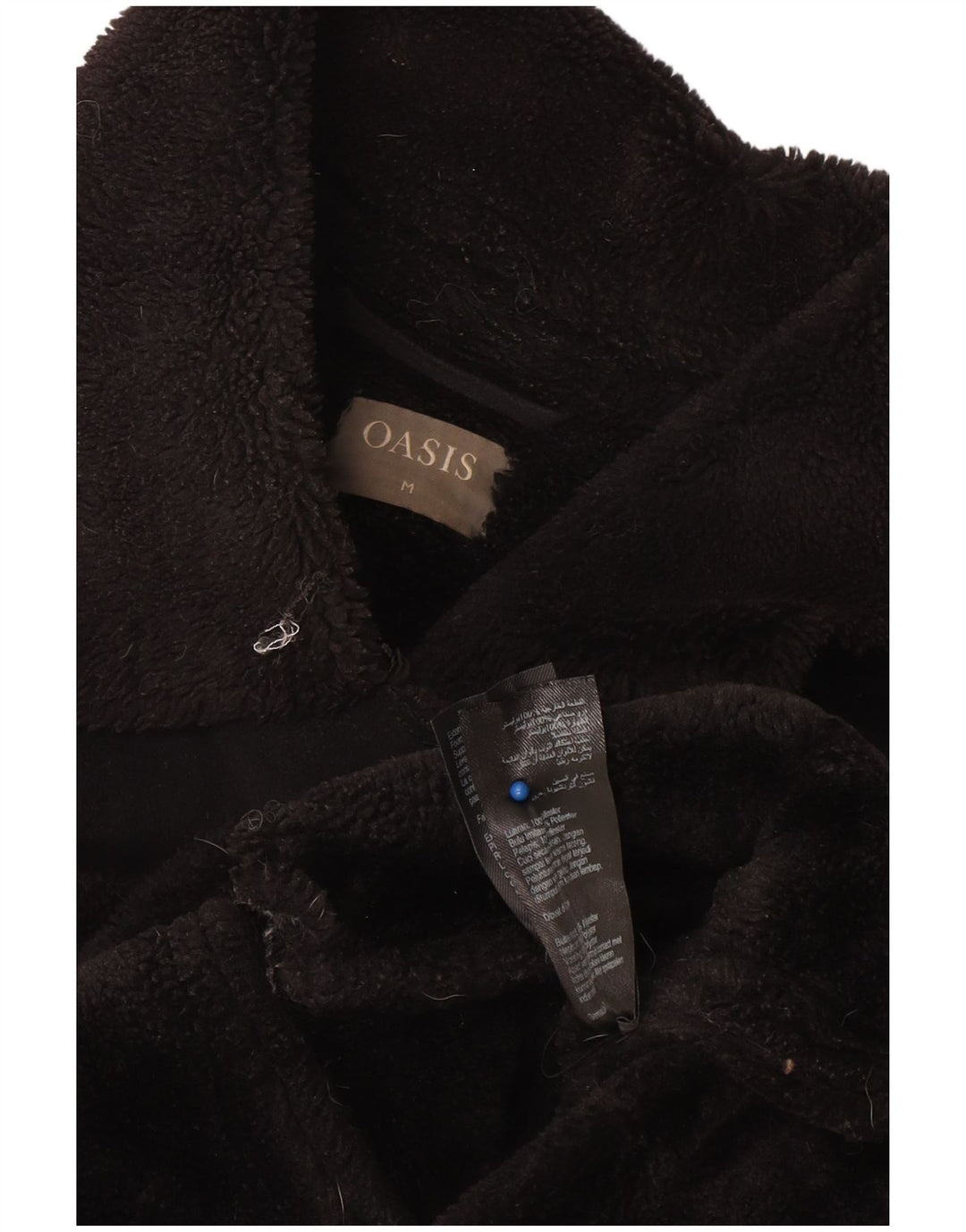 Oasis Veste de motard Sherpa pour femme UK 14 Medium Noir Polyester