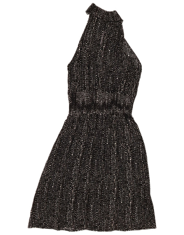 Marks & Spencer Robe dos nu pour femme UK 10 Petite viscose à pois noirs